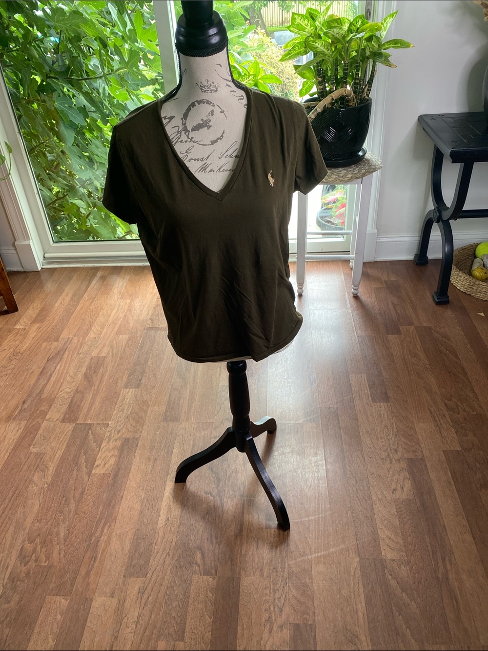 Ralph Lauren Brown V-Neck Polo Short Sleeve Tee